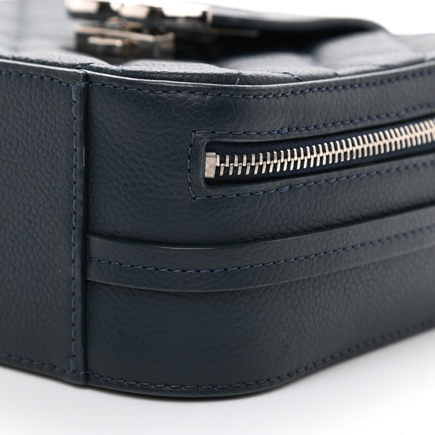 Caviar Quilted Mini CC Box Camera Bag Dark Blue