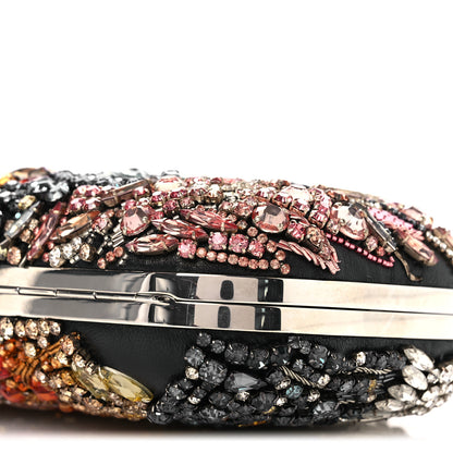 Alexander McQueen Nappa Crystal Embroidered Hieronymus Skull Knuckle Box Clutch Black Multicolor 9 of 10