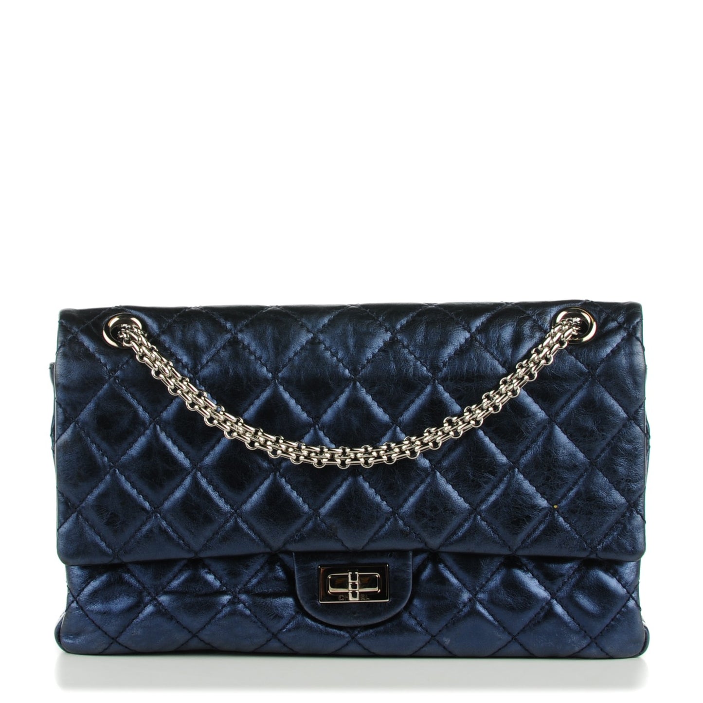 Metallic Aged Calfskin Quilted 2.55 Reissue 226 Flap Blue