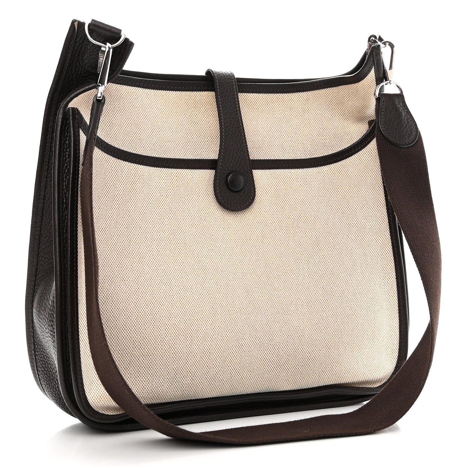 Hermes Toile Taurillon Clemence Evelyne II GM Ecru Ebene 3 of 10