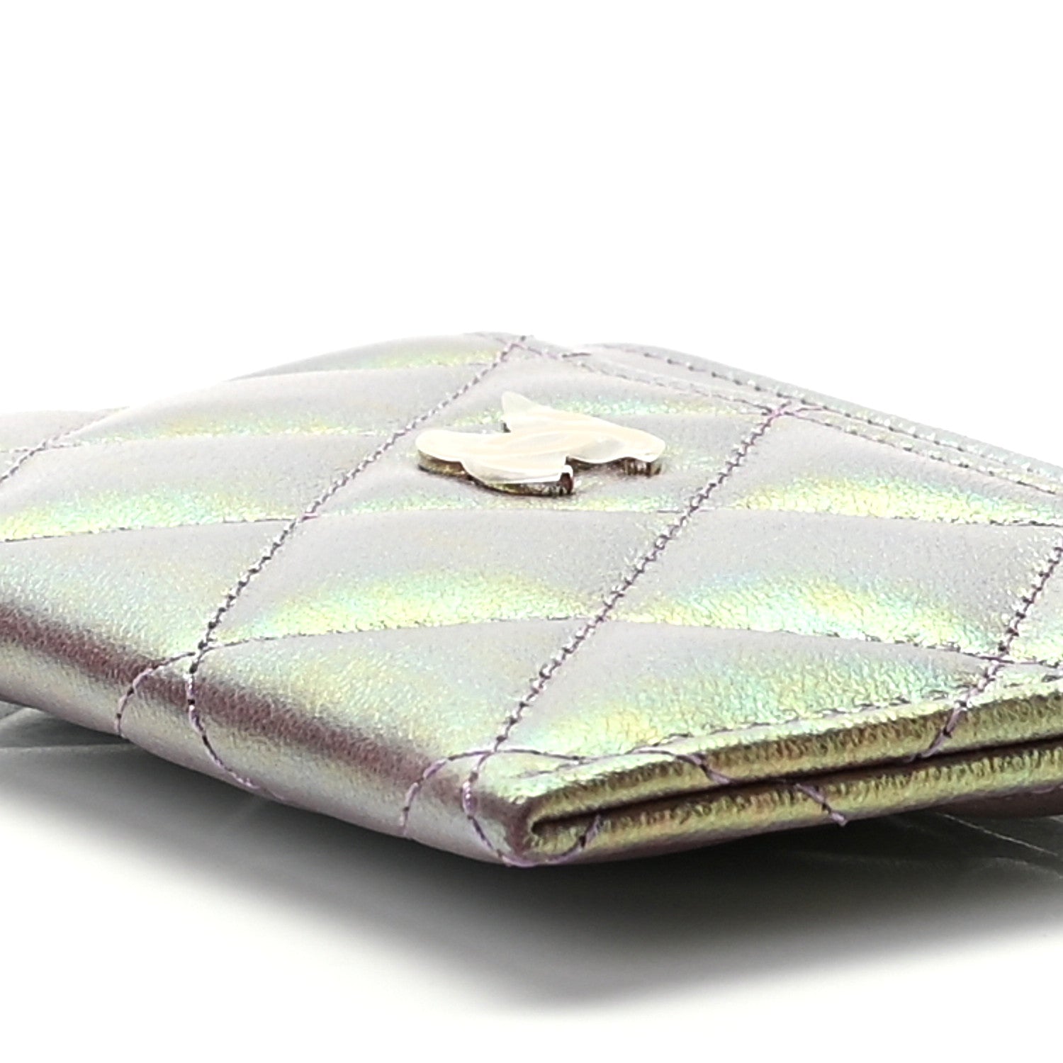Chanel Iridescent Lambskin Quilted Card Holder Purple 7 of 7