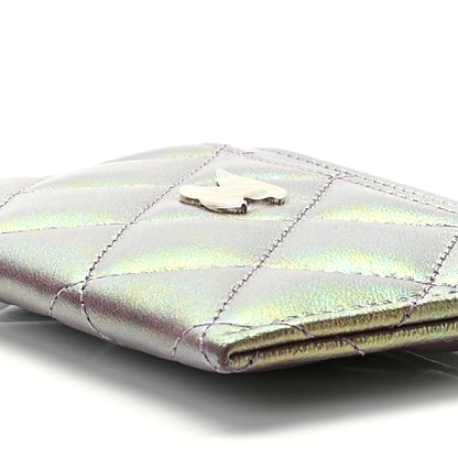 Chanel Iridescent Lambskin Quilted Card Holder Purple 7 of 7