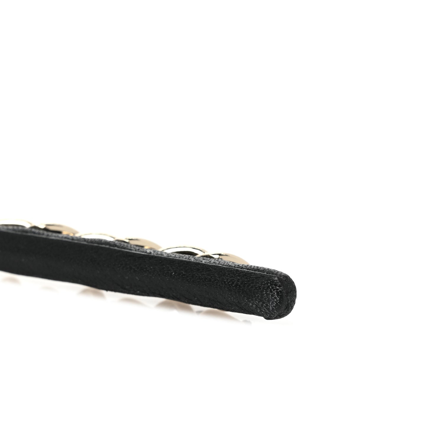 Metal Lambskin CC Turnlock Chain Headband Gold Black