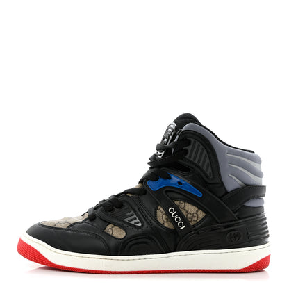 Gucci Demetra GG Supreme Monogram Mens Basket High Top Sneakers 11 Black Beige Ebony Grey 1 of 8
