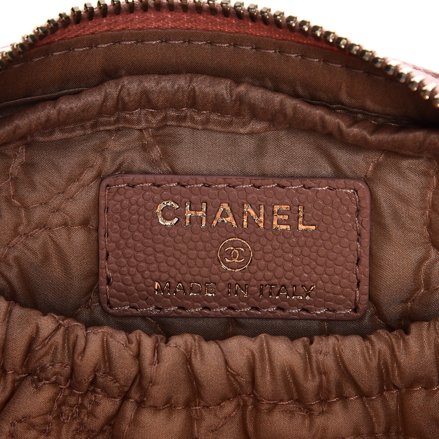 Chanel Caviar Camellia Embossed Small Cosmetic Case Nude 6 of 8