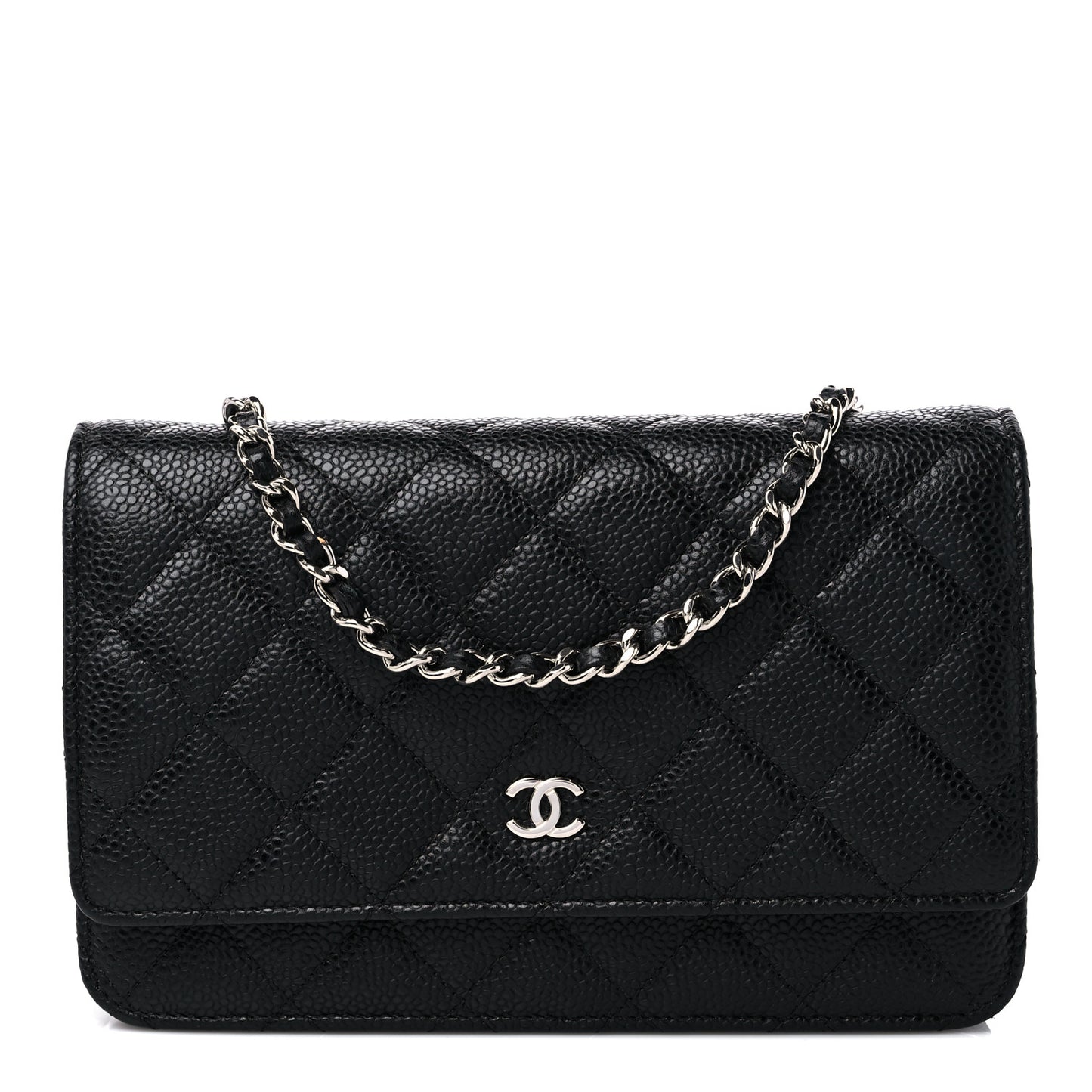 Caviar Quilted Wallet on Chain WOC Black