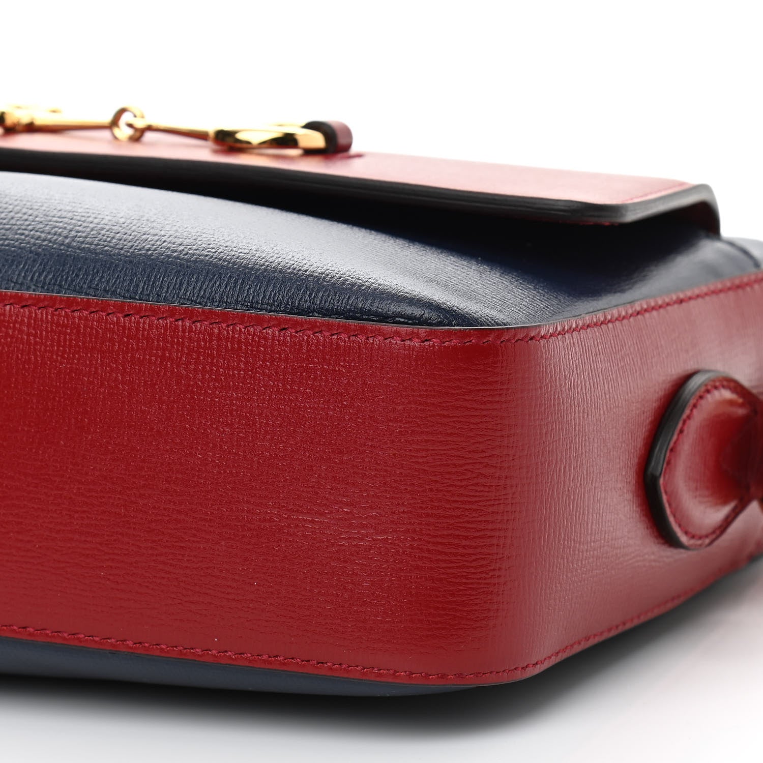 Gucci Textured Calfskin Small Horsebit 1955 Shoulder Bag Blue New Cherry Red 11 of 11