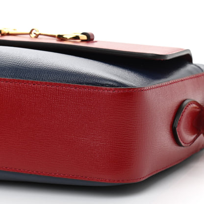 Gucci Textured Calfskin Small Horsebit 1955 Shoulder Bag Blue New Cherry Red 11 of 11
