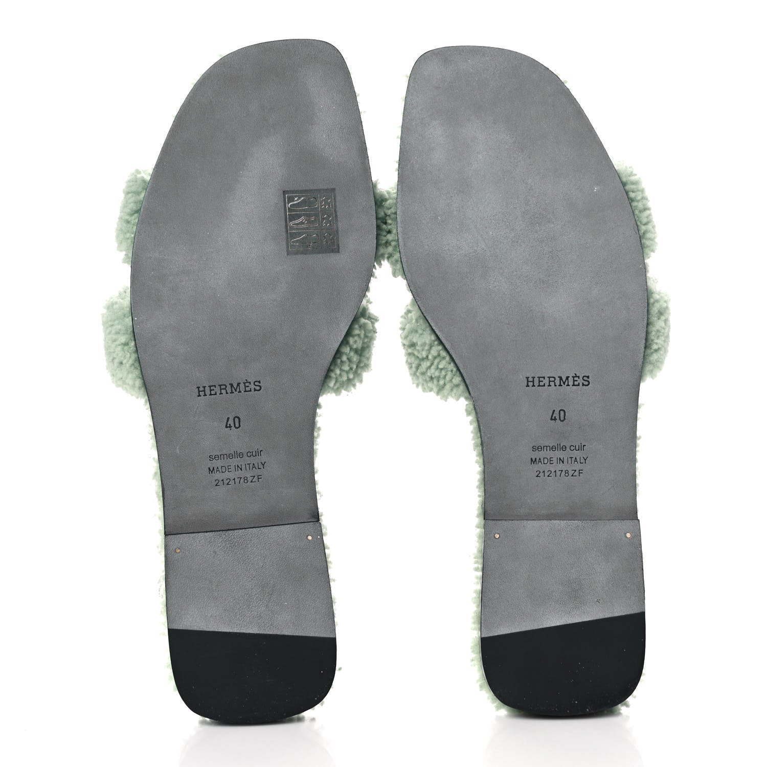 Hermes Woolskin Oran Sandals 40 Vert D'Eau 5 of 8