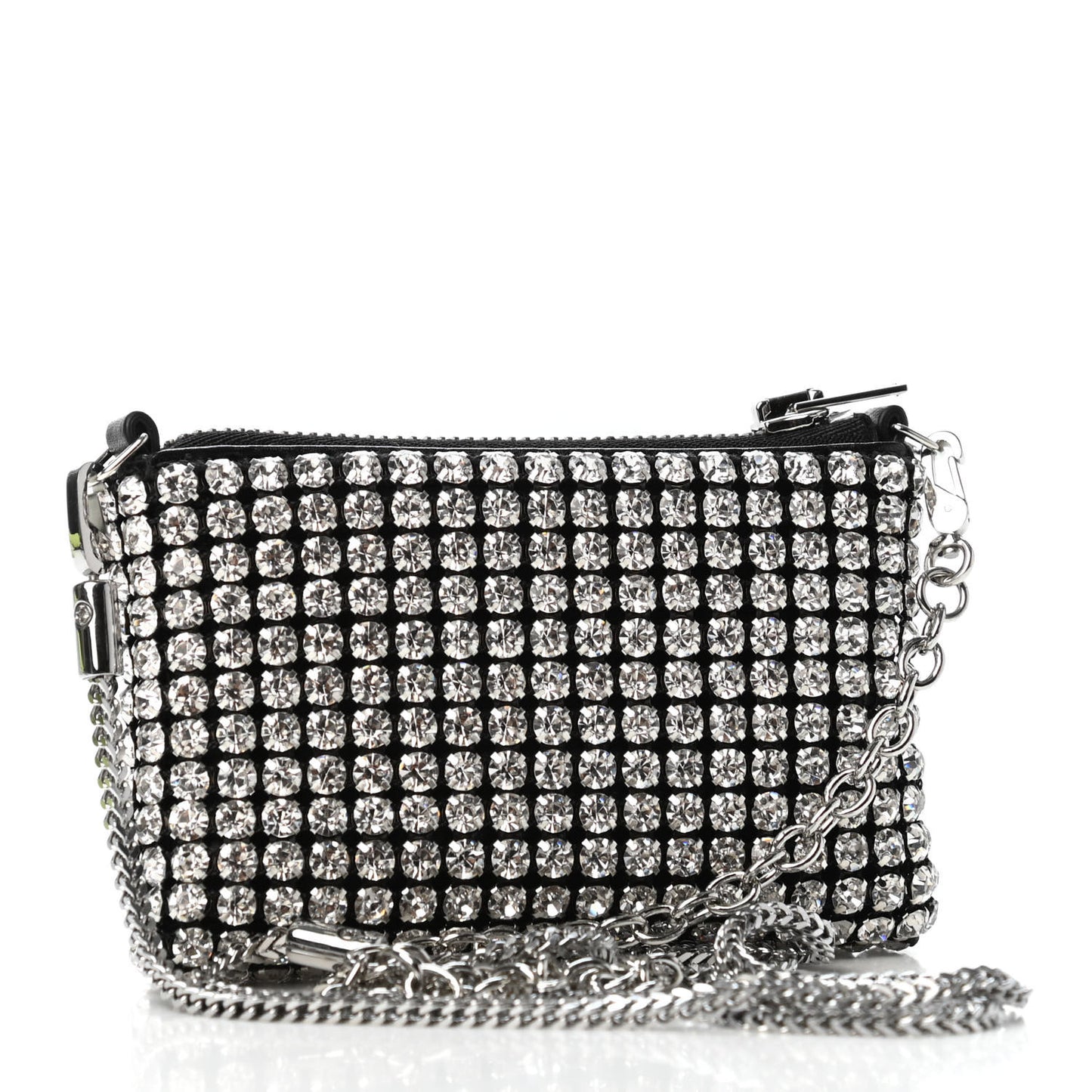 Mesh Crystal Rhinestone Nano Heiress Shoulder Bag Black Silver