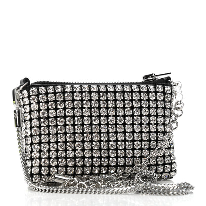 Alexander Wang Mesh Crystal Rhinestone Nano Heiress Shoulder Bag Black Silver 2 of 4