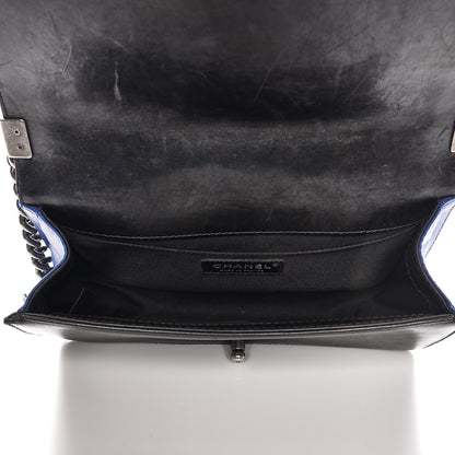 Chanel Lambskin Quilted Medium Boy Flap Black Blue 5 of 12