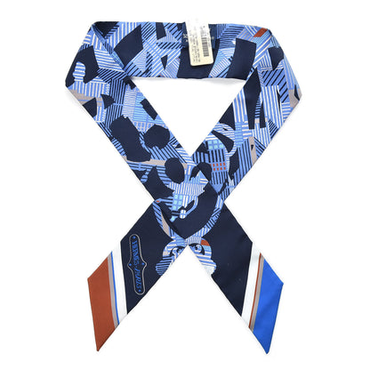 Hermes Silk Cavalcadour Morning Twilly Marine Tabac Blue Jean 1 of 5