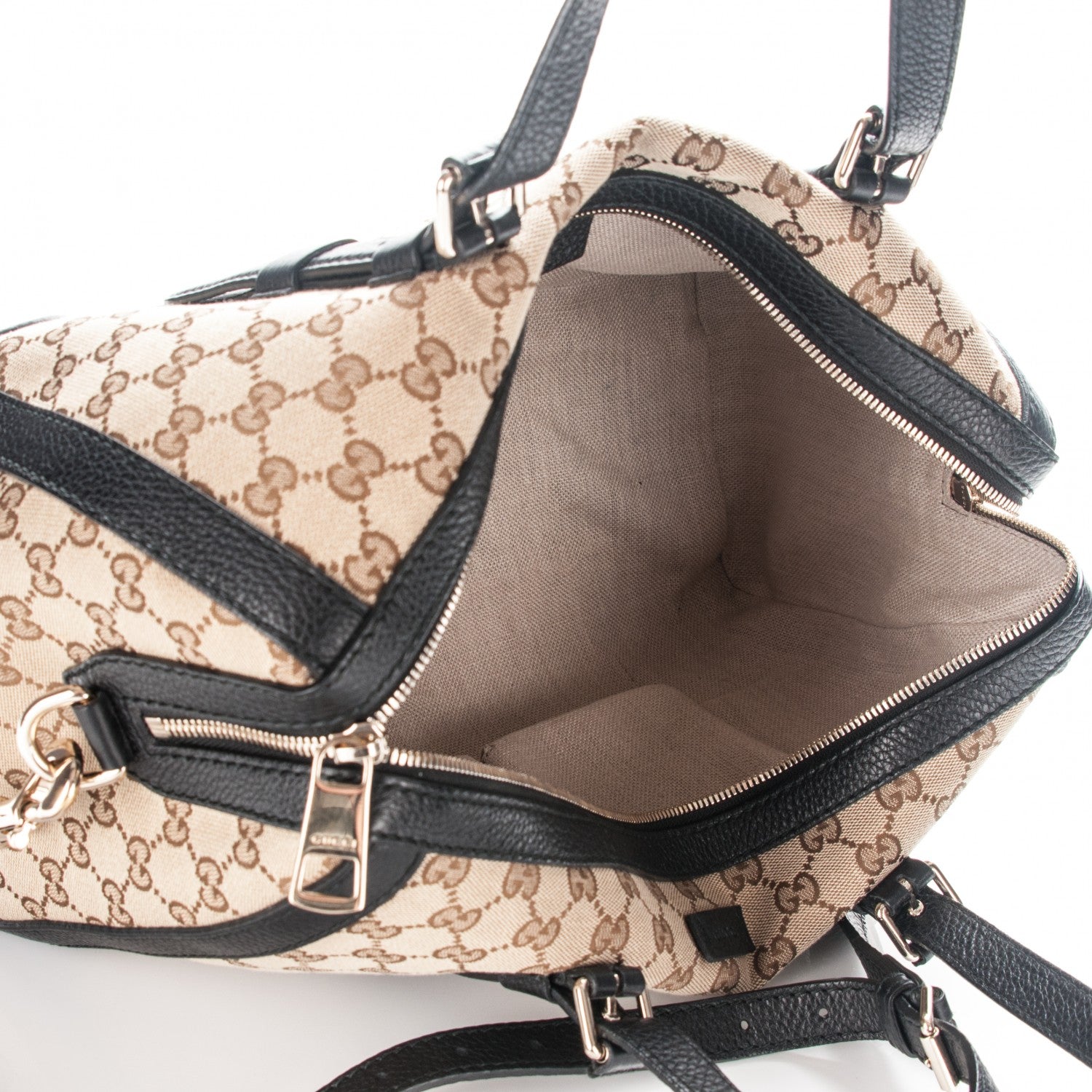 Gucci Monogram Cellarius Calfskin Large Boston Beige Ebony Black 6 of 8