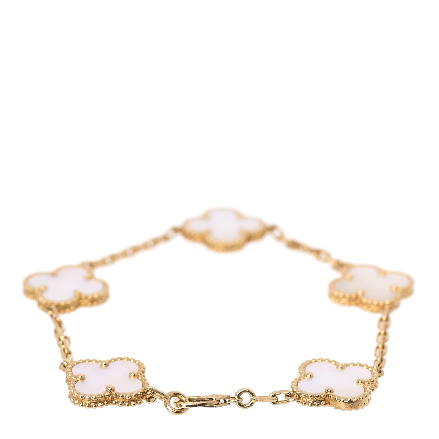 Van Cleef & Arpels 18K Yellow Gold Mother of Pearl 5 Motifs Vintage Alhambra Bracelet 3 of 7