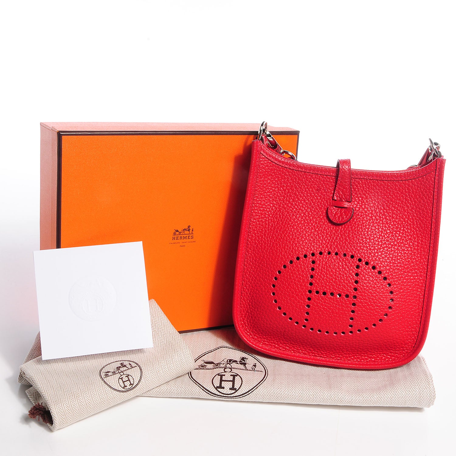 Hermes Taurillon Clemence Evelyne TPM Rouge Casaque 5 of 8