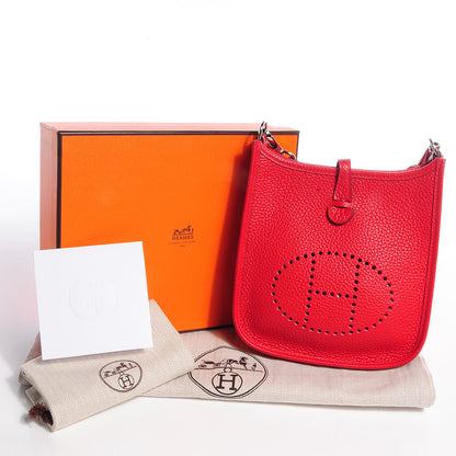 Hermes Taurillon Clemence Evelyne TPM Rouge Casaque 5 of 8