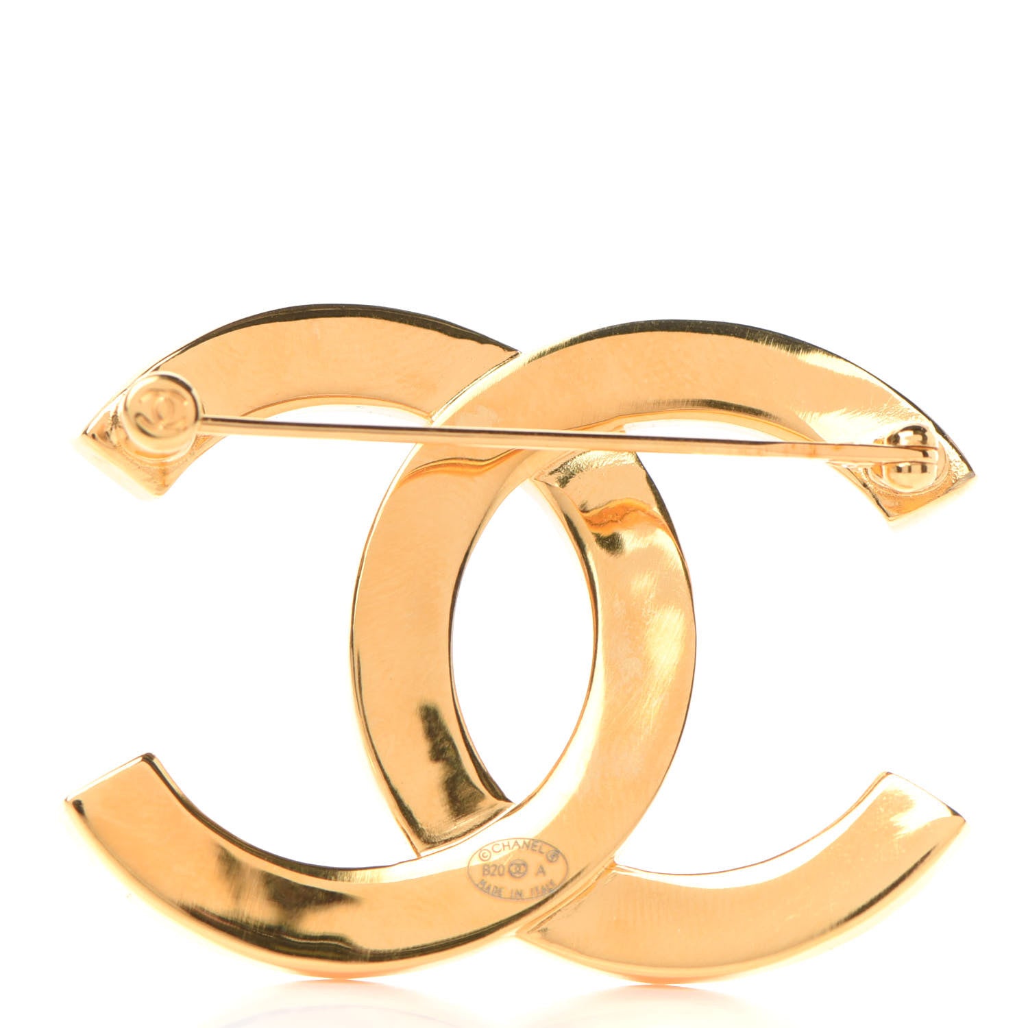Chanel Metal Paris Button CC Large Brooch Gold 3 of 4