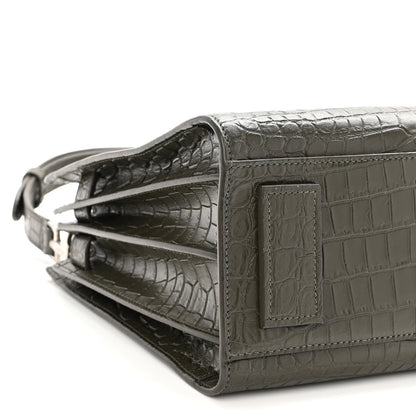 Saint Laurent Calfskin Crocodile Embossed Baby Supple Sac De Jour Dark Leaf 8 of 9