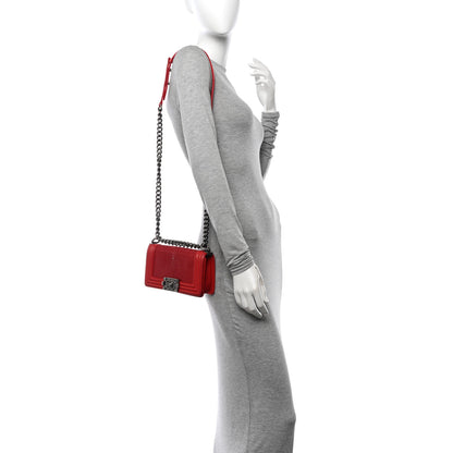 Chanel Galuchat Stingray Small Boy Flap Red 2 of 13