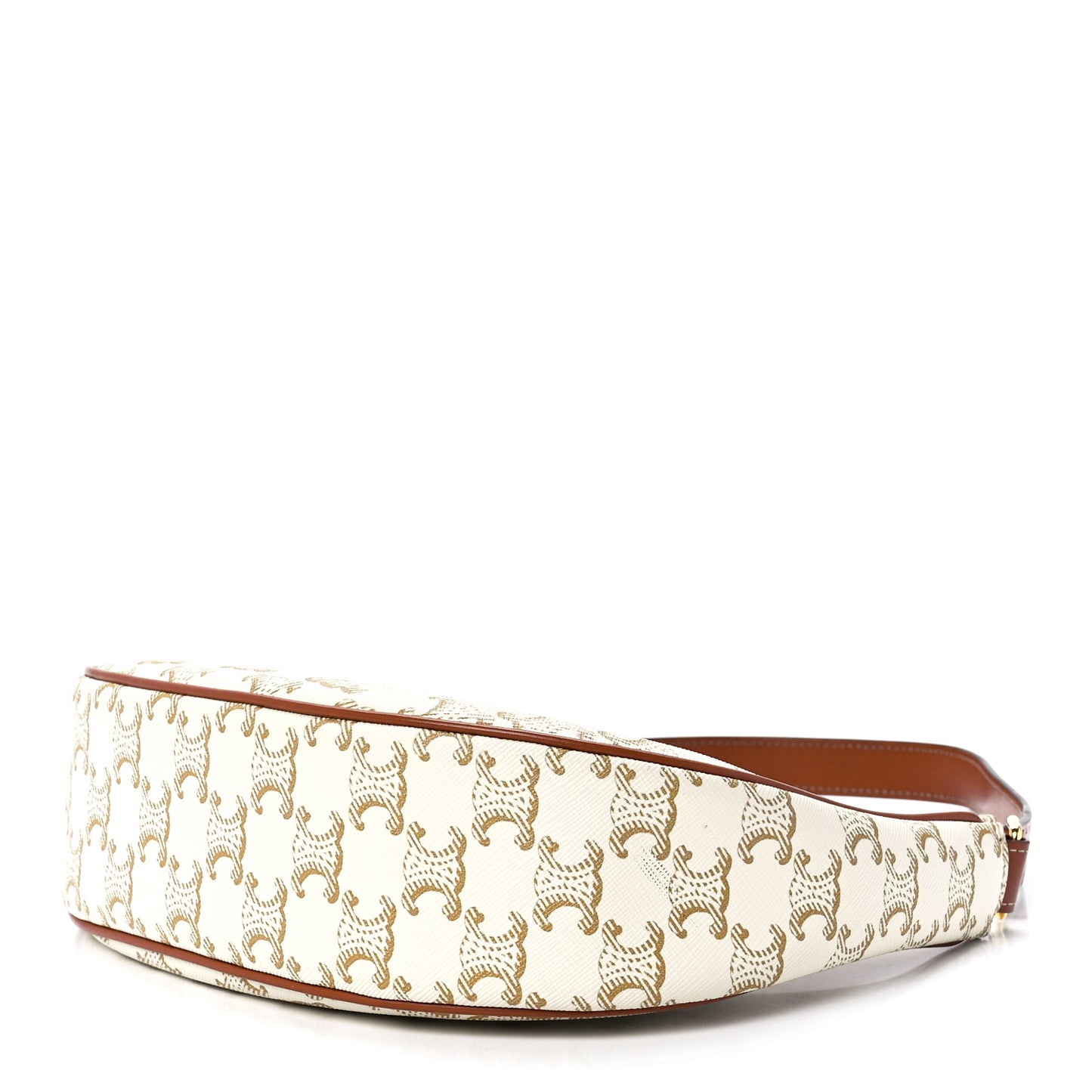 Canvas Calfskin Ava Triomphe Shoulder Bag White