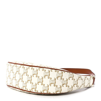 Celine Canvas Calfskin Ava Triomphe Shoulder Bag White 10 of 12