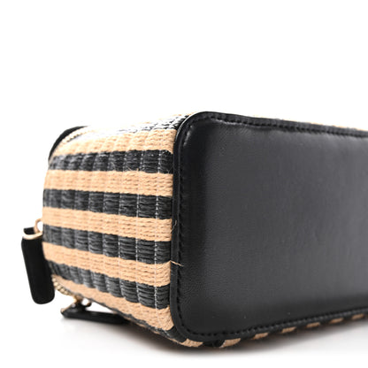 Chanel Raffia Jute Striped Small Vanity Case With Chain Black Beige 9 of 11