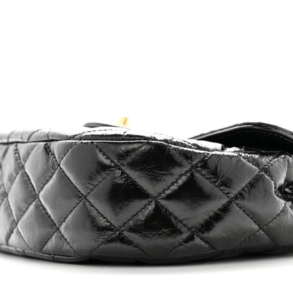 Chanel Shiny Crumpled Calfskin Quilted Small CC Messenger Bag Black 10 of 10