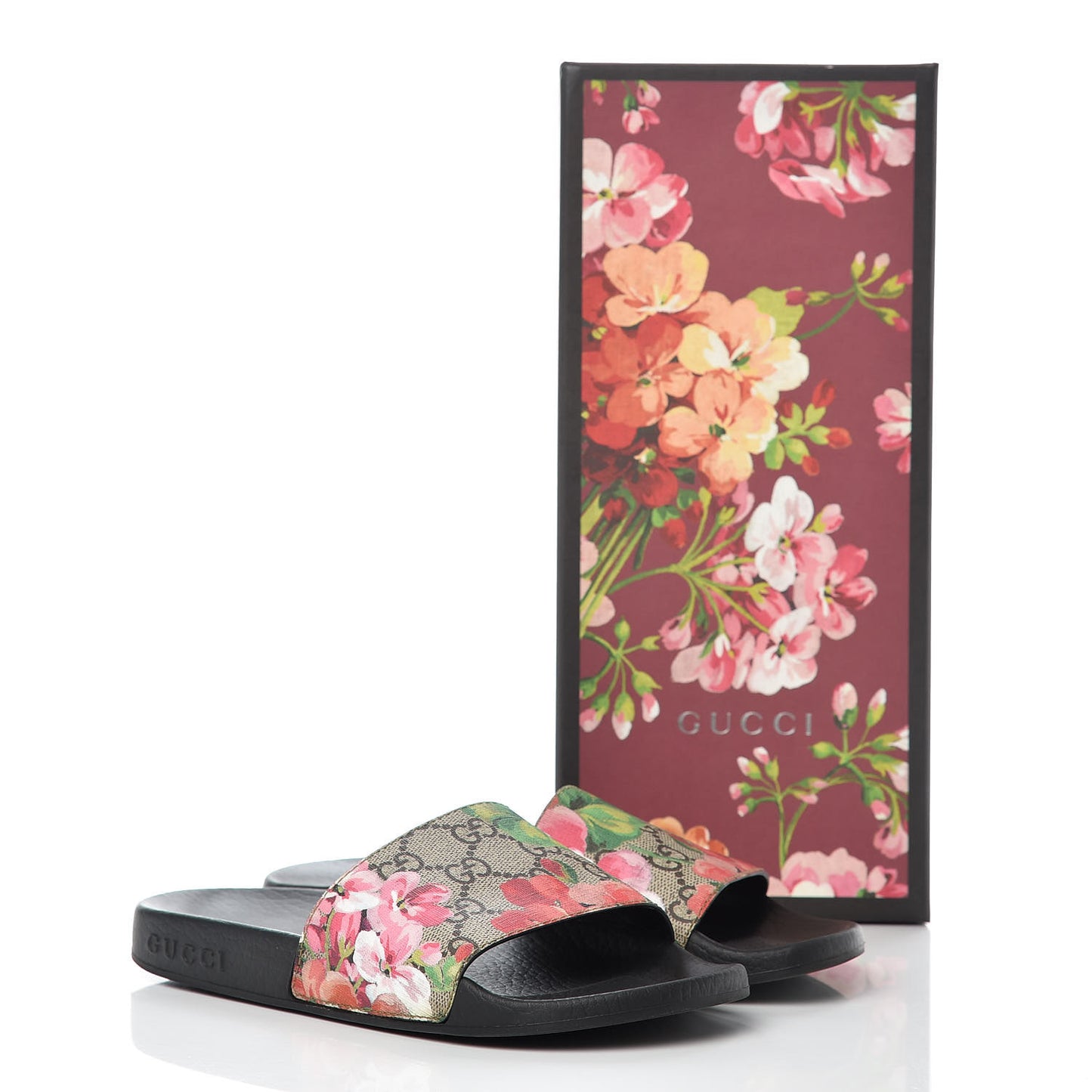 GG Supreme Monogram Blooms Slide Sandals 34 Beige Multicolor