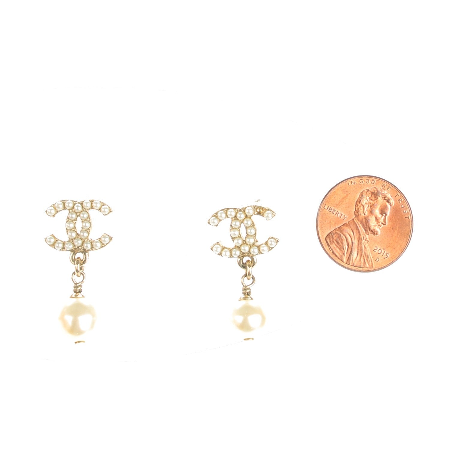 Chanel Pearl CC Drop Earrings Gold 2 of 7