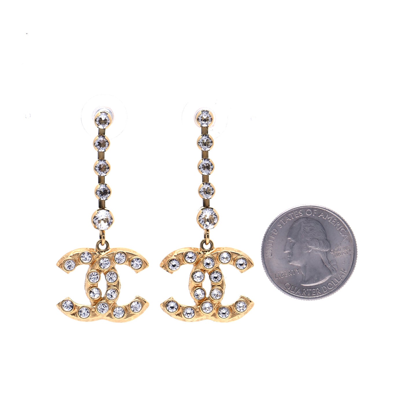 CC Crystal Drop Earrings Gold