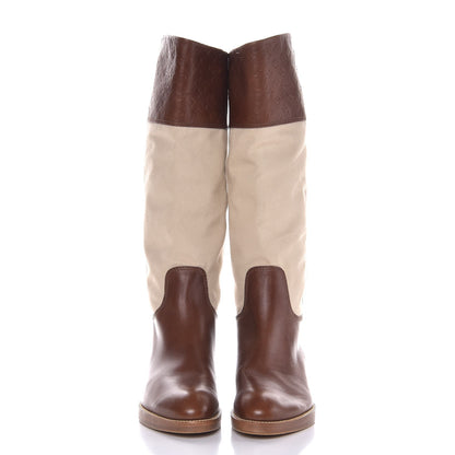 Louis Vuitton Canvas Calfskin Embossed Monogram Flat Seine Boots 37.5 2 of 8