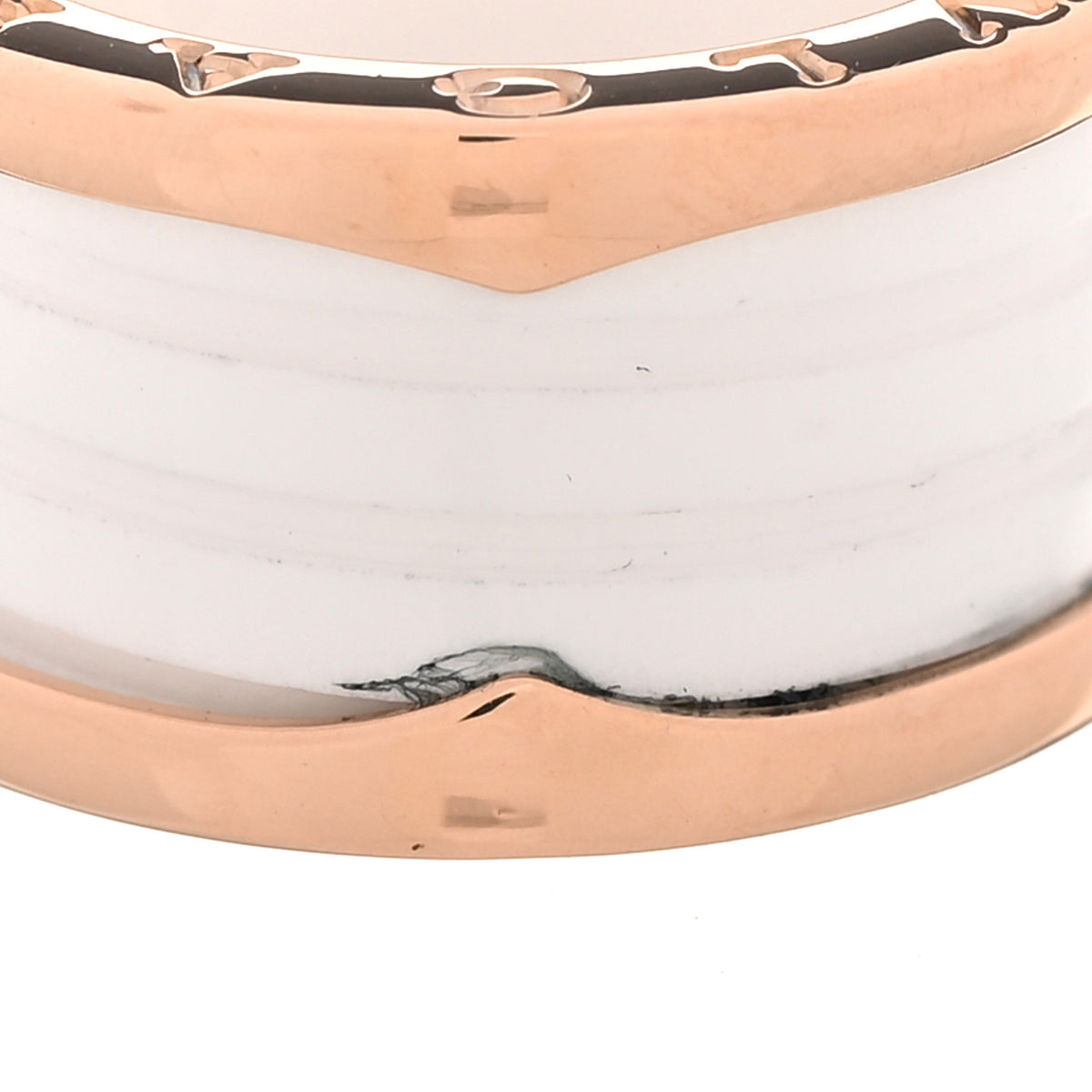 Bulgari 18K Rose Gold White Ceramic B.Zero1 Four-Band Ring 53 6.5 7 of 7