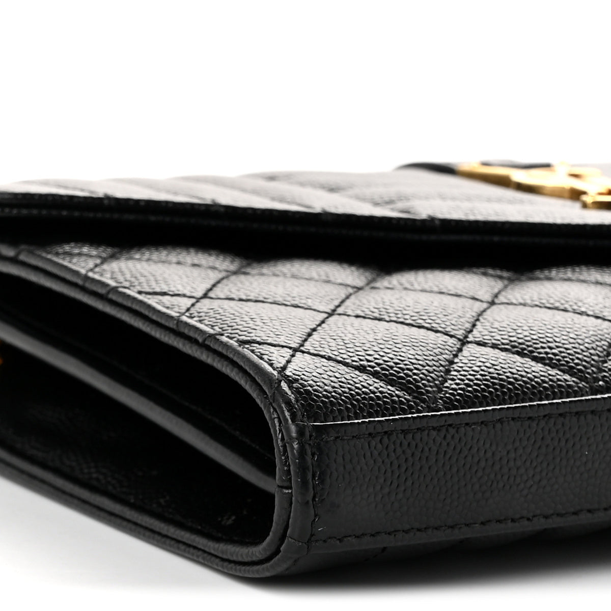 Grain De Poudre Mixed Matelasse Triquilt Monogram Chain Wallet Black