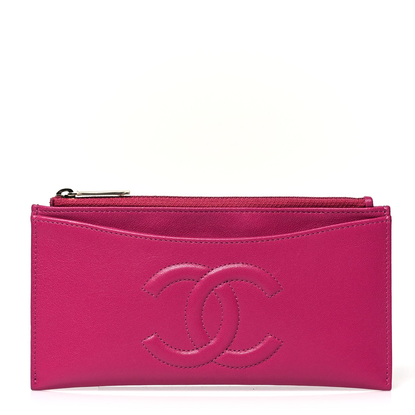 Calfskin Timeless CC Zip Pouch Fuchsia