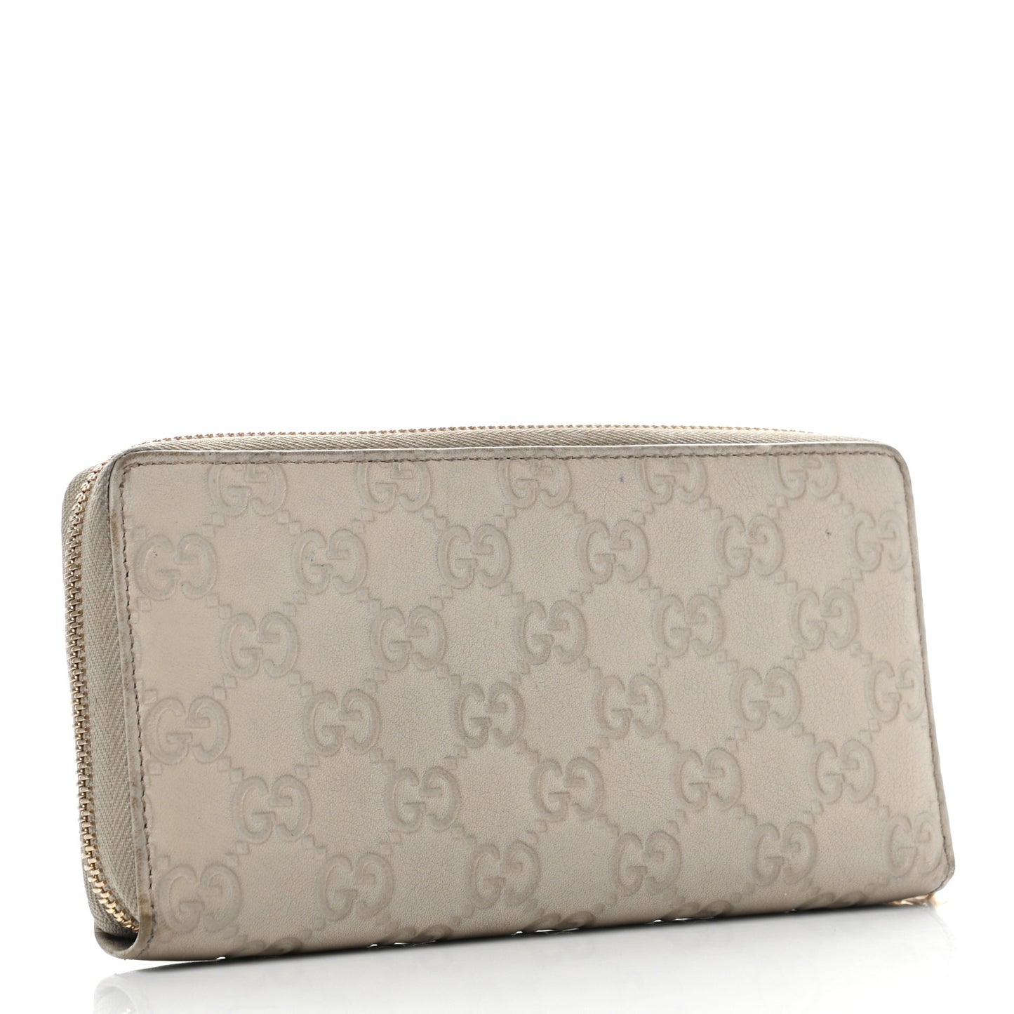 Guccissima Large Twins Zip Around Off White