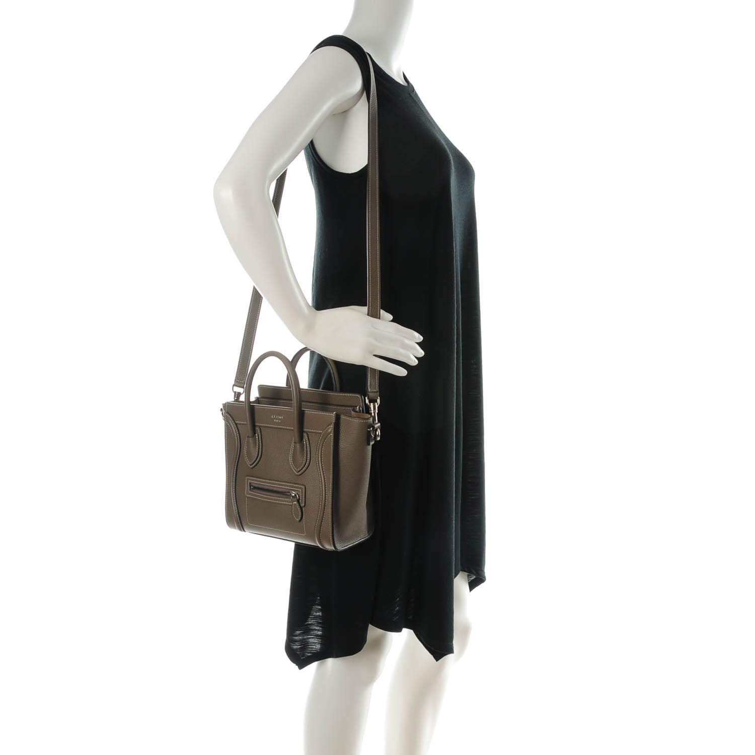 Celine Drummed Calfskin Nano Luggage Souris 2 of 7
