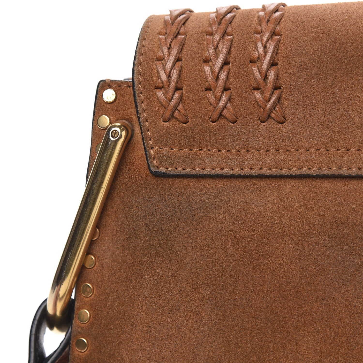 Chloe Suede Calfskin Braided Mini Hudson Shoulder Bag Caramel 11 of 15