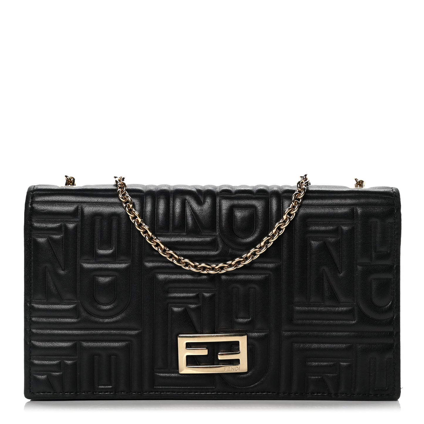 Nappa Logo Embossed Long Wallet On Chain Black