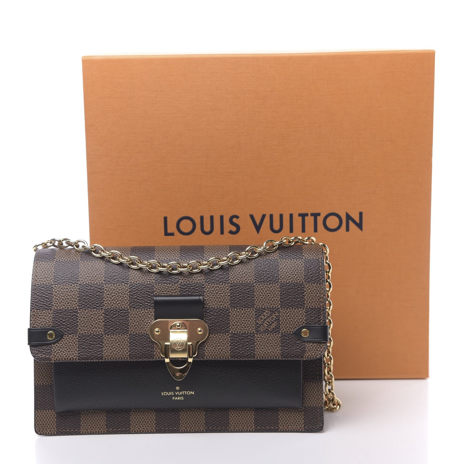 Louis Vuitton Damier Ebene Vavin Chain Wallet Black 10 of 10