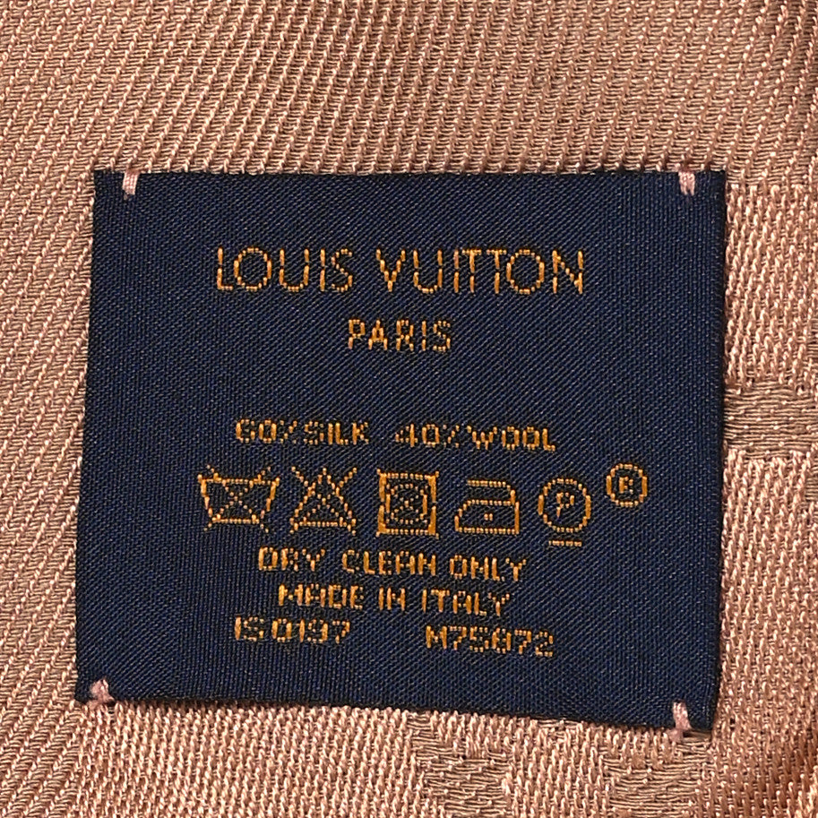 Silk Wool Monogram Shawl Cappuccino