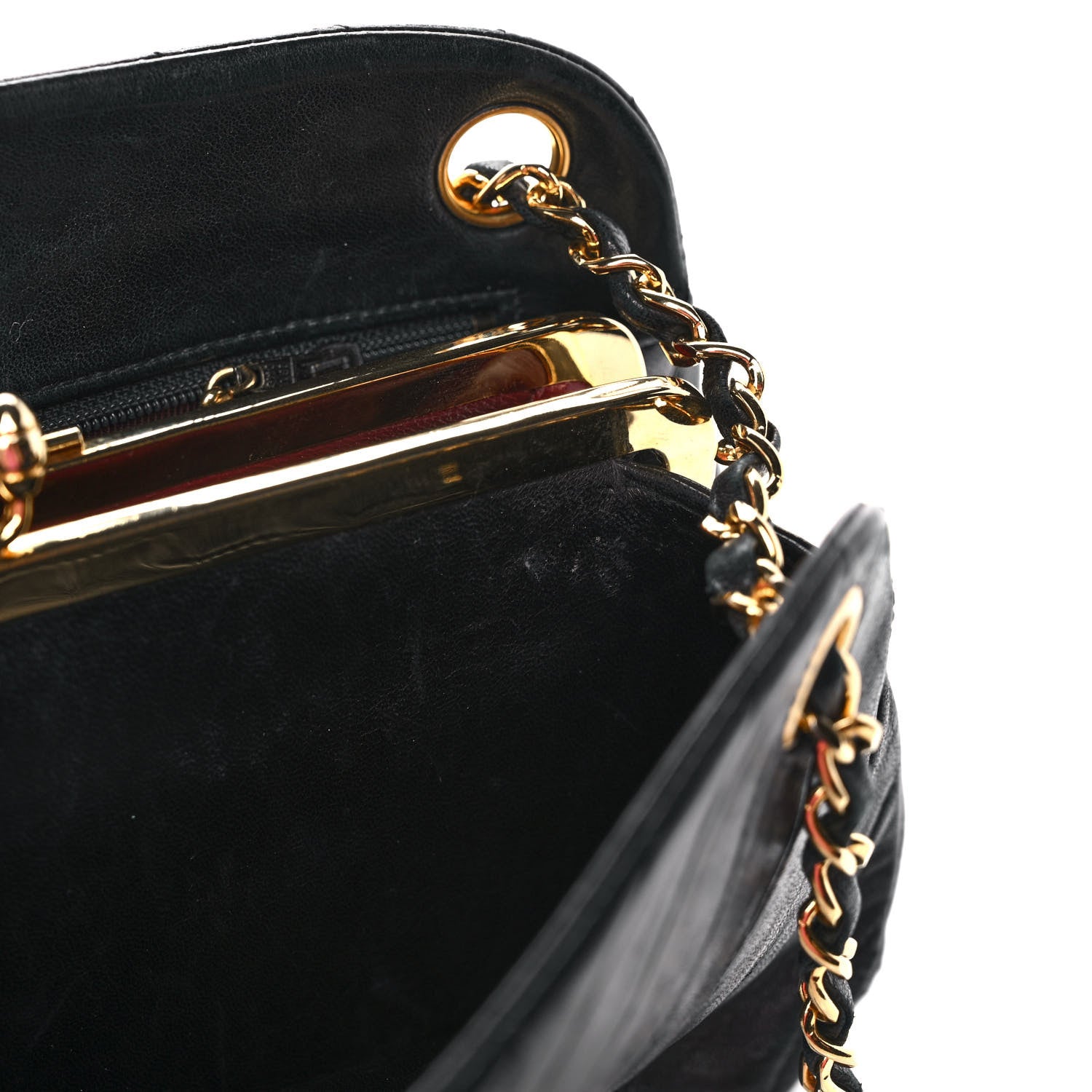 Chanel Lambskin Chevron Quilted Frame Shoulder Bag Black 14 of 14