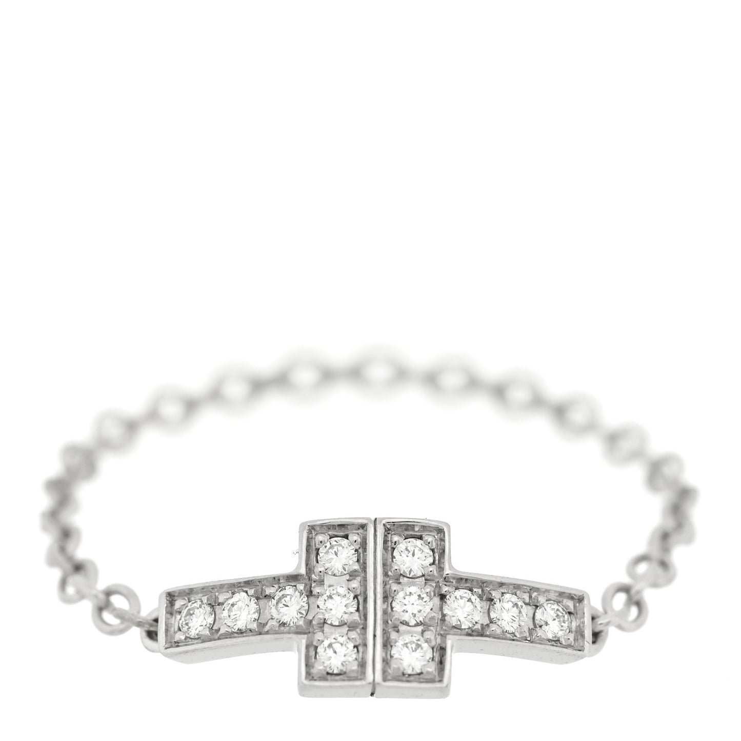 18K White Gold Diamond T Chain Ring 53 6.5