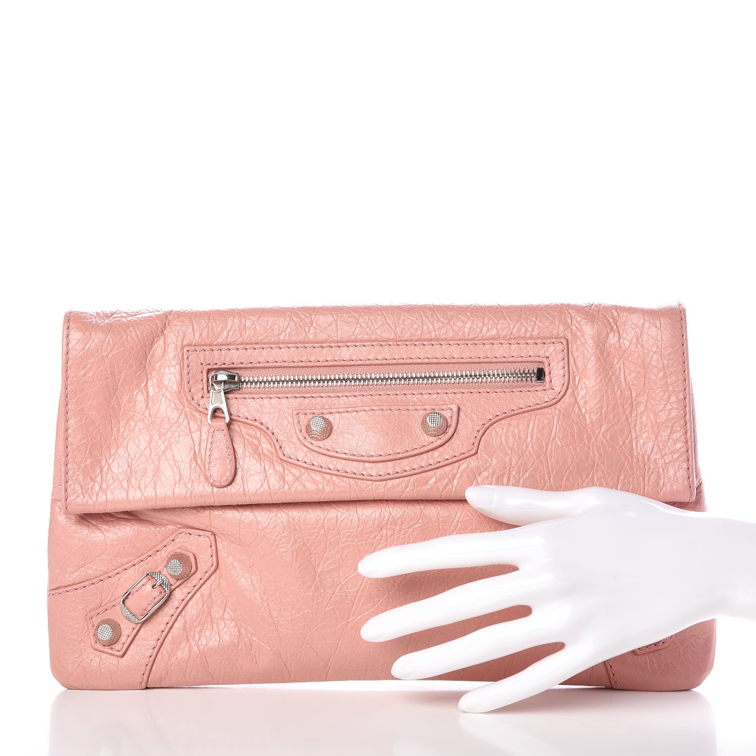Balenciaga Agneau Giant 12 Silver Hardware Envelope Clutch Rose Peche 2 of 7