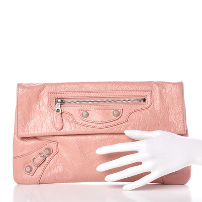 Balenciaga Agneau Giant 12 Silver Hardware Envelope Clutch Rose Peche 2 of 7