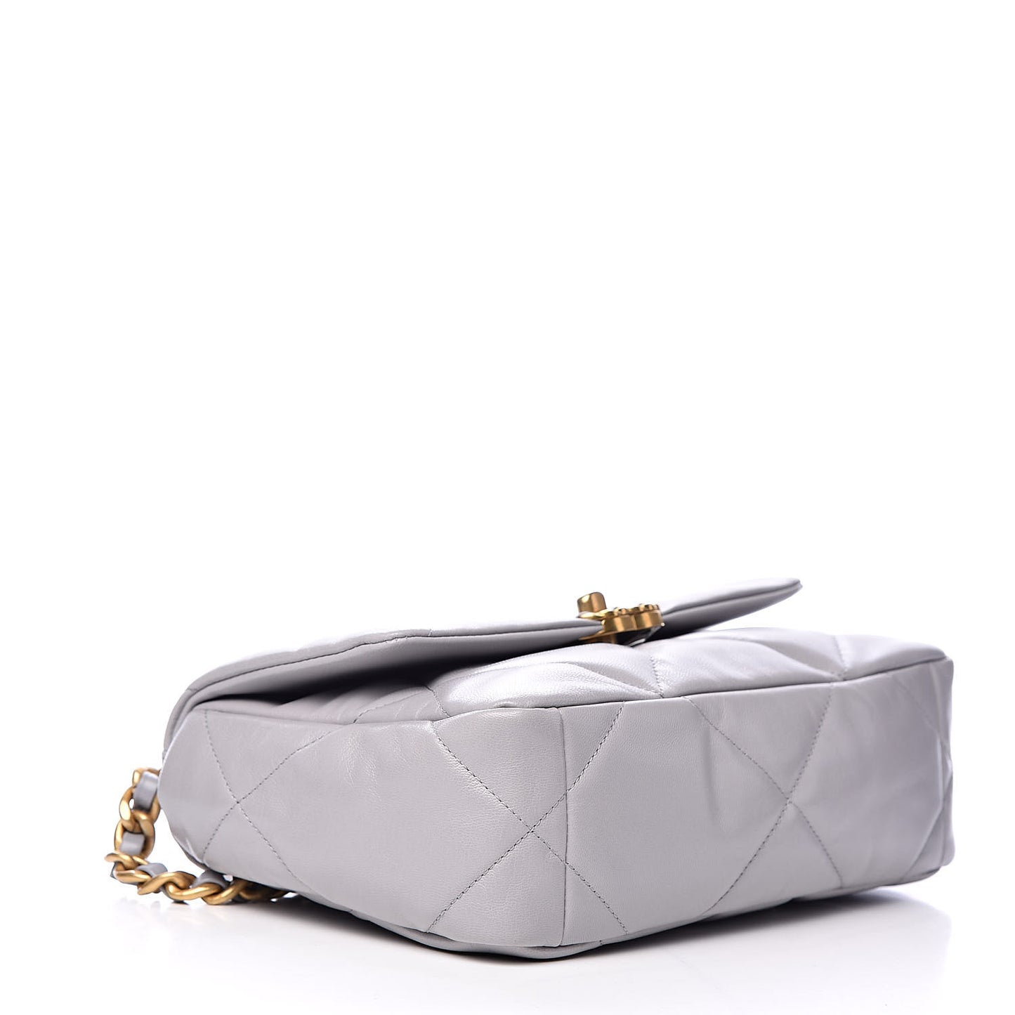 Goatskin Quilted Medium 19 Flap Grey