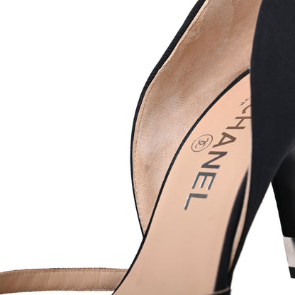 Chanel Satin Grosgrain Pearl Pumps 36.5 Black 10 of 11