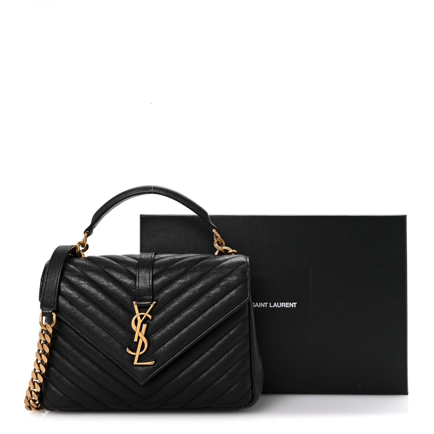 Sheepskin Matelasse Chevron Monogram Medium College Bag Black