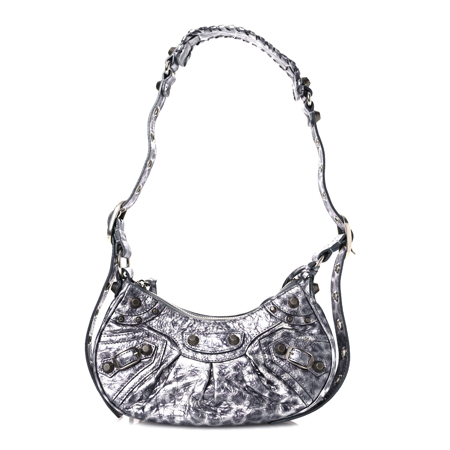 Balenciaga Metallic Agneau Arena Leopard Le Cagole Shoulder Bag XS Dark Grey 1 of 11