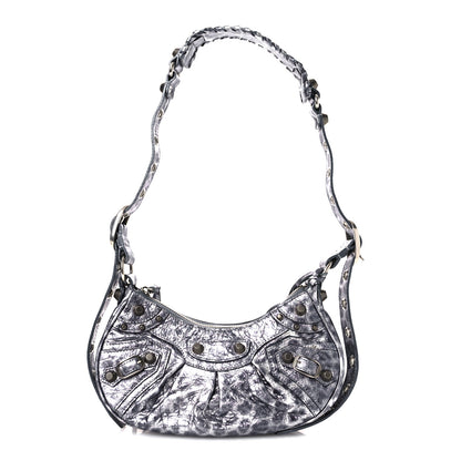 Balenciaga Metallic Agneau Arena Leopard Le Cagole Shoulder Bag XS Dark Grey 1 of 11